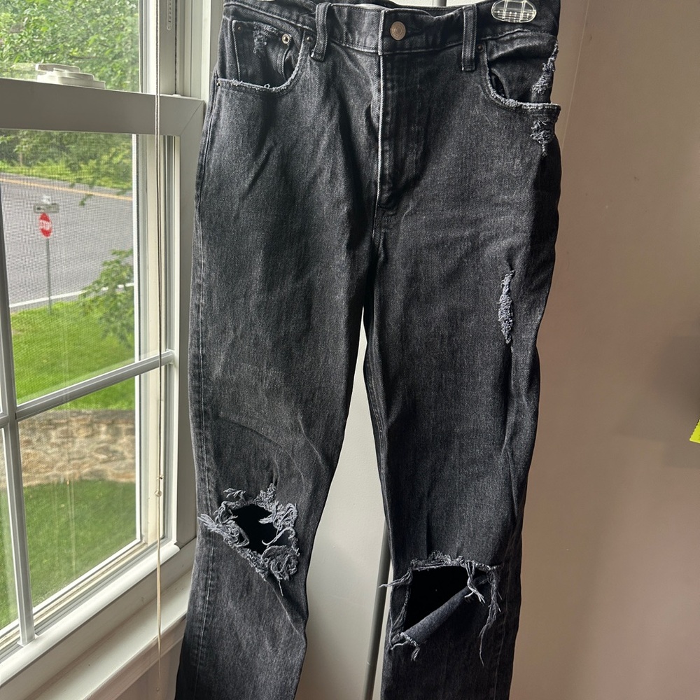 Abercrombie & Fitch Black Relaxed Jeans with Distressed Details